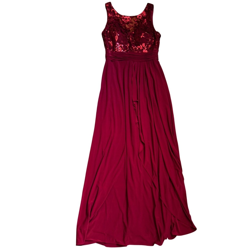 Nightway Womens Sequin Lace Bodice Gown Dress Size 10 Wine Red Formal‎ Event NEW